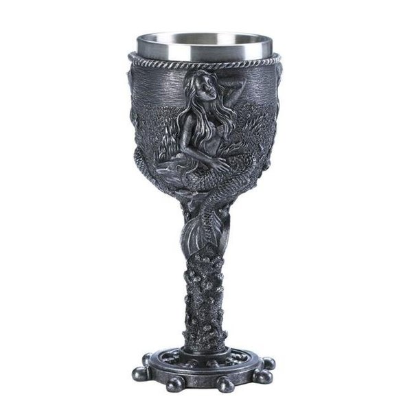 Dragon Crest Dragon Crest 10018976 Stone-Look Old World Goblet with Nautical Mermaid Design 10018976
